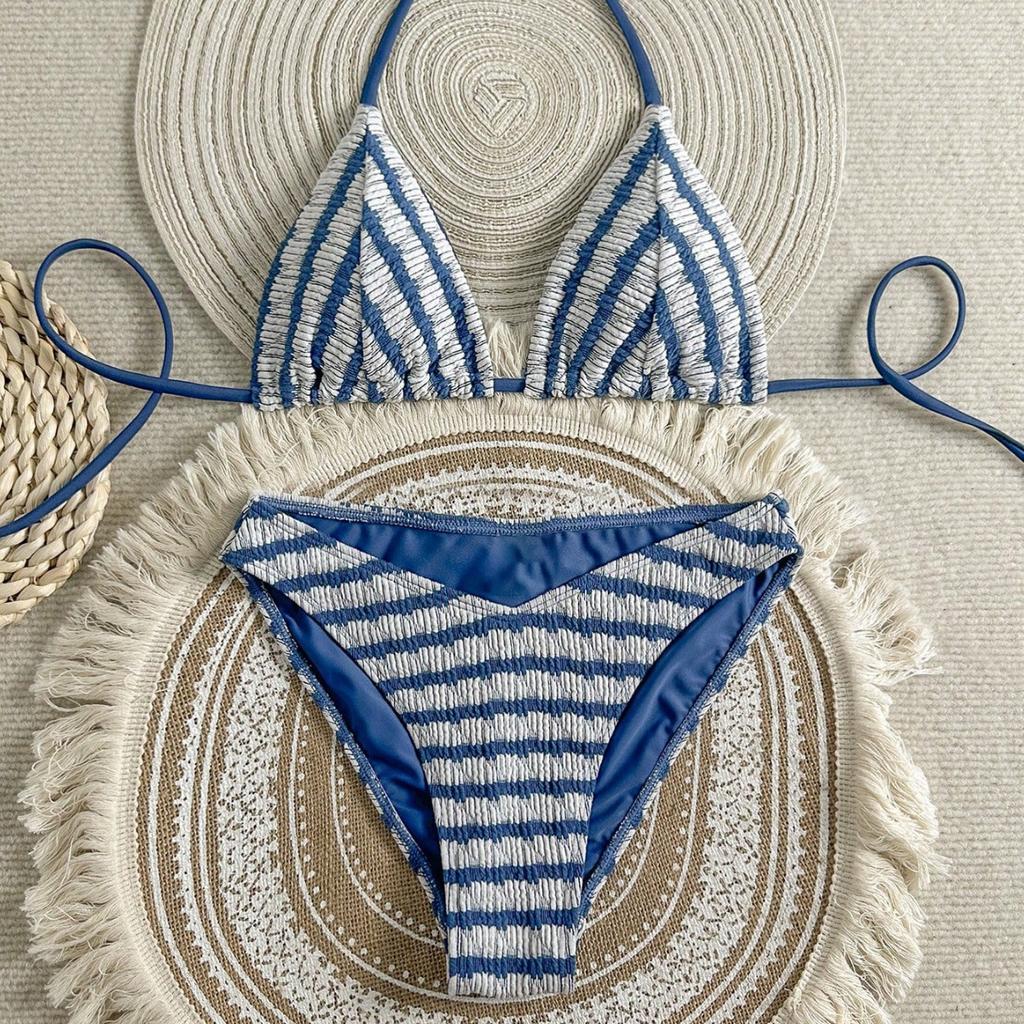Women's Two Piece Mixed Fabric Bikini Swimsui Textured Fabric, Simple & Stylish Swimwear KTY