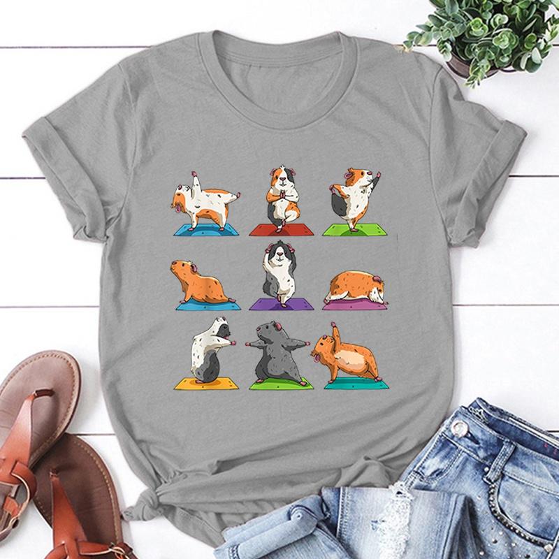 Футболка с принтом морской свинки для йоги, унисекс, крутая летняя повседневная футболка