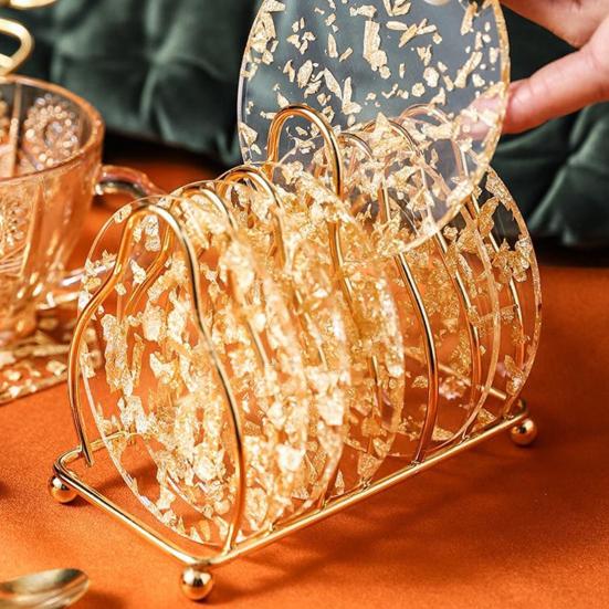 Yousheng Creative Gold Foil Decor Подставка для чашки Красивый более утолщенный акриловый коврик для чашки Кухонные принадлежности