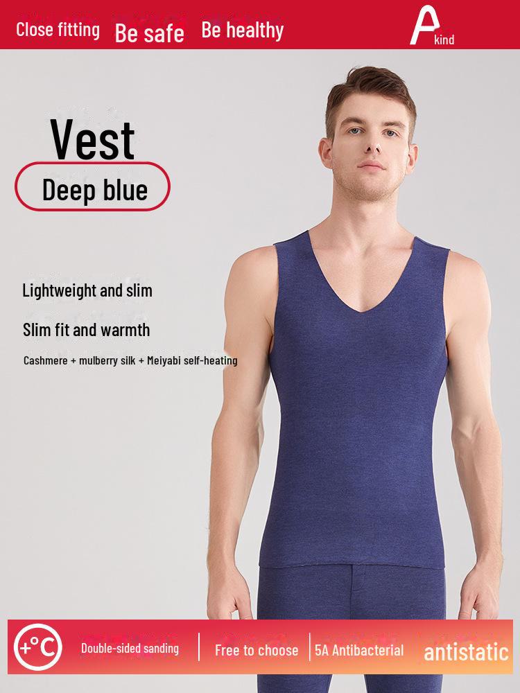 Термобелье унисекс из немецкой шерсти: Бесшовный утепленный жилет из шелка и кашемира, плюс бархат, плотный и теплый для осени и зимы.