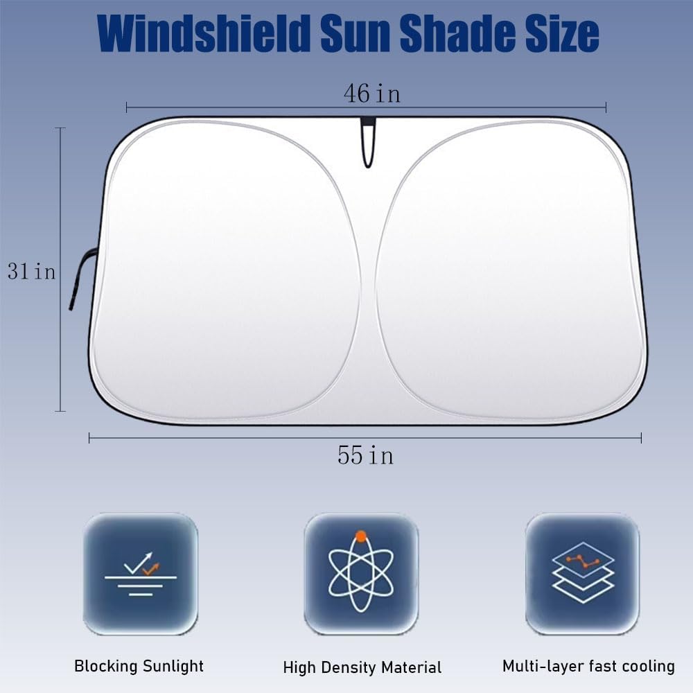 Windshield Sun Shade,Car Sun Shades Blocks UV Rays,Sun Shade For Car Windshield Fit For Cars,SUV,Truck,Car Sun Shade Windshield Blocks Heat And Keep