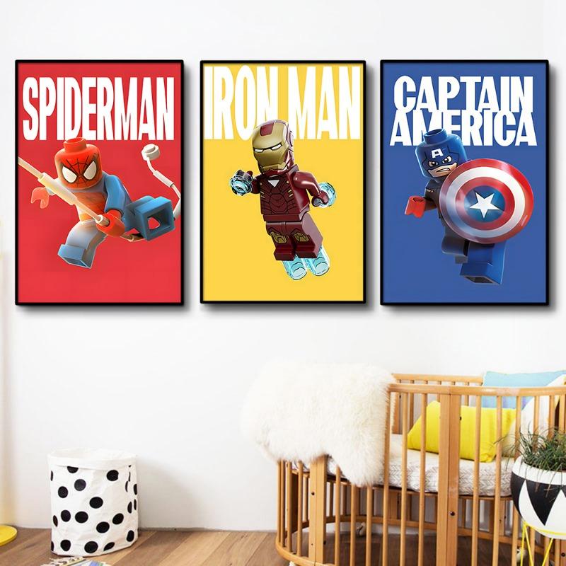 Disney Marvel Плакат Супергерой Классический Фильм Мстители Мультфильм Фигурка Настенная Живопись Холст Картины Печати Украшение Детской Комнаты