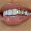 European-American Hip-Hop Heart-Shaped Gold Grillz: Hollow, Smooth, Electroplated Tooth Jewelry for Christmas