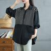 DIMANAF 2025 Блузка Большого Размера Рубашка с Длинным Рукавом Новые Повседневные Полосатые Топы Футболки Винтажная Женская Свободная Рубашка Базовая Оверсайз