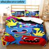 Blue Monster Huggy Family 3pcs Bedding,Including 1pc Duvet Cover And 2pcs Pillowcases Perfect for Christmas,Ideal for Bedroom, Dormitory