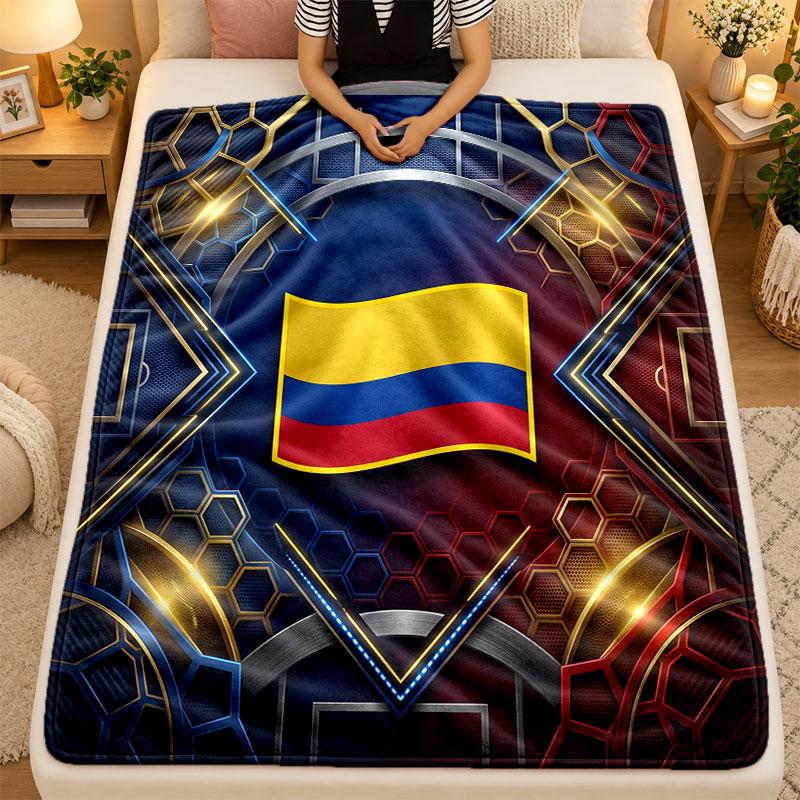 Flannel BlanketColombia Football Warm Soft Throw Blanket for Indoor Sofa Bed Living Room Use