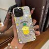 Чехол для iphone 12 18 Pro Max 17 Pro Air 11 15 XR XS Max 16 Plus 14 13 Серебристый Блеск Трескающийся Фон Помпонпурин с Ананасом