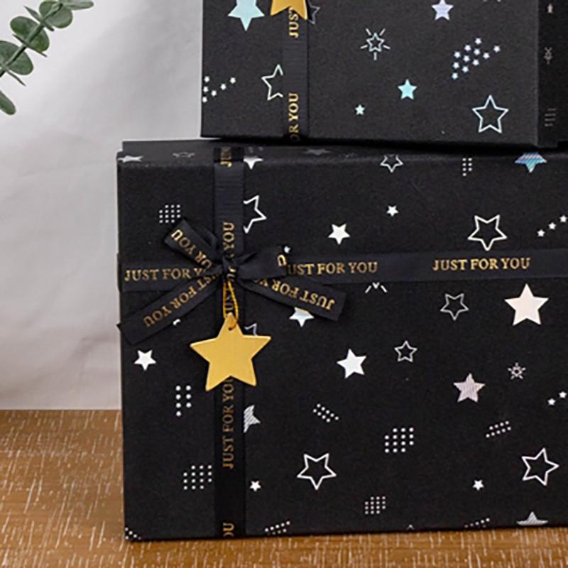 Подарочная коробка Black Star с лентой-бантом, прямоугольная бумажная коробка, подарок на день рождения, годовщину, изысканная упаковочная коробка