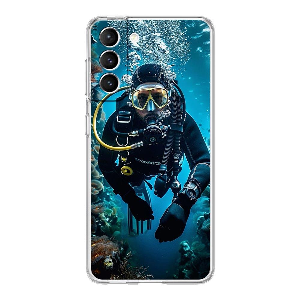 Чехол для телефона Samsung Galaxy S25 S24 S23 FE S22 Ultra S20 S21 5G S10 Plus S10E Мягкий прозрачный чехол Дайвер Погружение