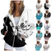 Women's Fashion Casual Printed Sweatshirt Autumn And Winter Long Sleeve Pocket Cardigan Jacket Zipper Hoodie Coat