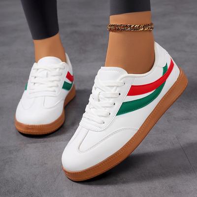 Женские легкие повседневные спортивные туфли из искусственной кожи, модные кроссовки для бега на шнуровке, женские дышащие кроссовки для упражнений на открытом воздухе, нескользящие