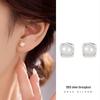 Banyan Tree S925 Silver Korean Square Pearl Earrings - Simple, Small, High-End Jewelry for Women