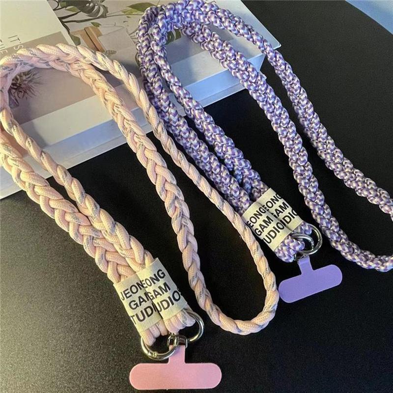 Woven Phone Lanyard Outdoor Mountaineering Mobile Phone Hanging Strap Anti Loss Lanyards Neck Strap for Girl Keychain Chain Rope