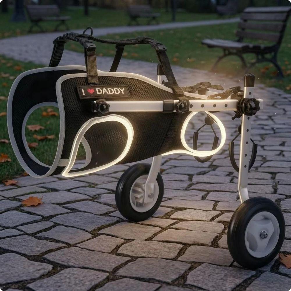 Portable Pet Dog Wheelchair Reflective Strips Elderly Dogs Mobility Aid Paralyzed Dog Support