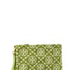 Tory Burch Женская сумка-клатч на запястье с принтом из комбинации букв T Monogram, на молнии, среднего размера, зеленая 151829-307