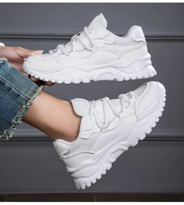 Досуговые толстые белые туфли для женской обуви, кроссовки