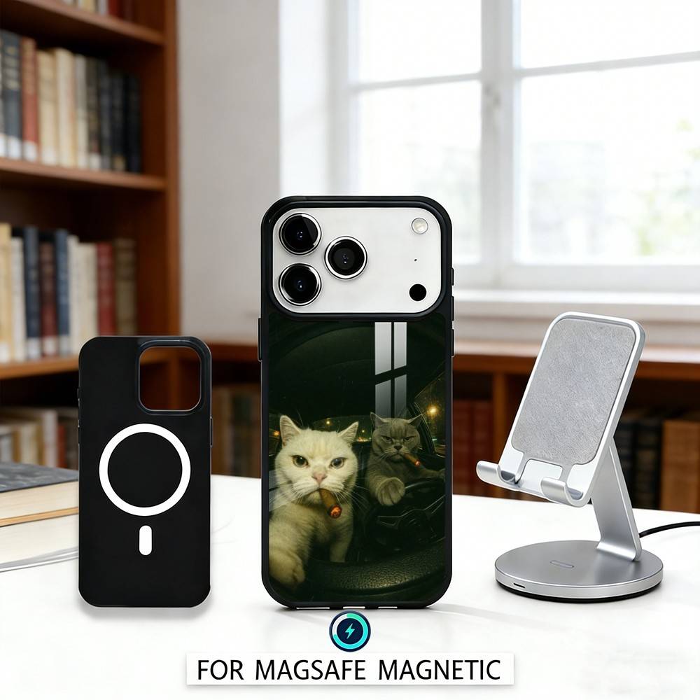 F-Пушистый и C-Милый Чехол для Телефона с Кошкой Магнитный Для iPhone17 16 15 14 13 12 Pro Max Для Magsafe Беспроводной Зарядки Чехол