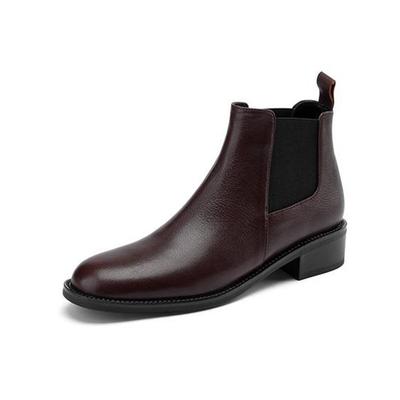 Зимние ботинки «Челси» из коровьей кожи с круглым носком на среднем каблуке, женские школьные ботильоны без шнуровки, большой размер 42, британские школьные ботильоны