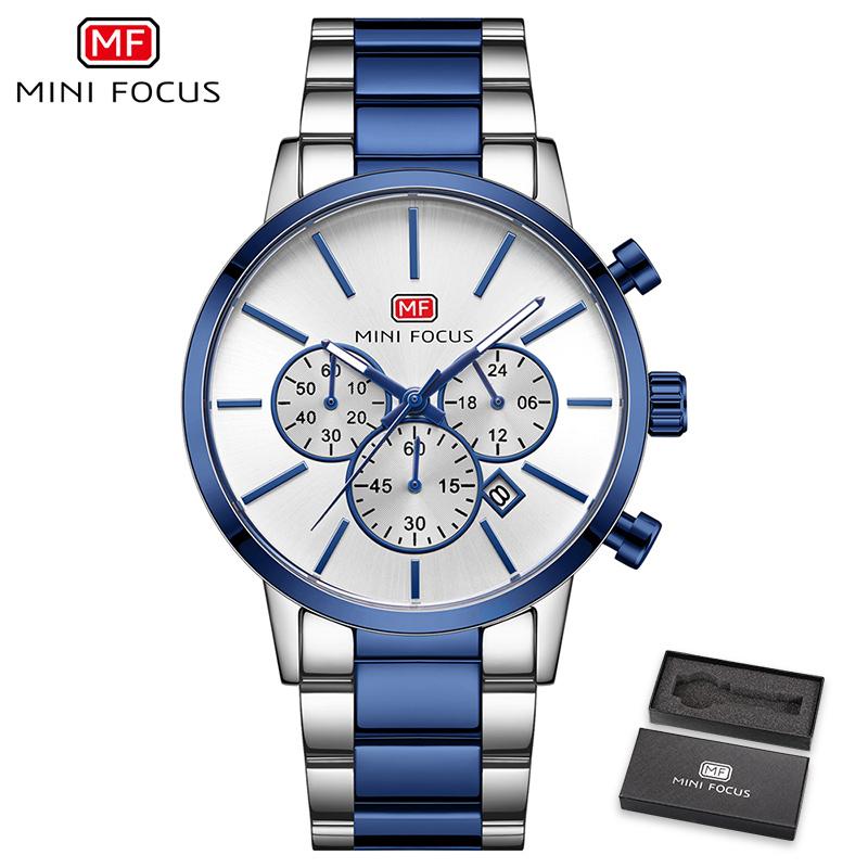 MINI FOCUS Business Sport Watches Men Luxury Top Brand Stainless Steel Wristwatch Man Waterproof Chronograph Quartz Watch