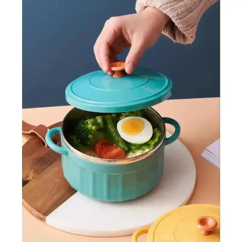 Double Ear Modern Minimalist Bowl With Covered Instant Noodles Student Lunch Box Office Worker Portable Insulated Lunch Boxes