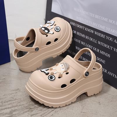 Летние массивные сандалии на платформе женские с закрытым носком мягкие DIY клоги садовая обувь женская на толстой подошве нескользящие пляжные шлепанцы сандалии