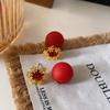 Ball Snowflake Earrings Edition Light Luxury Ankola Red Pearl Earrings New Year Happy Wedding Toast Clothing Earrings Women