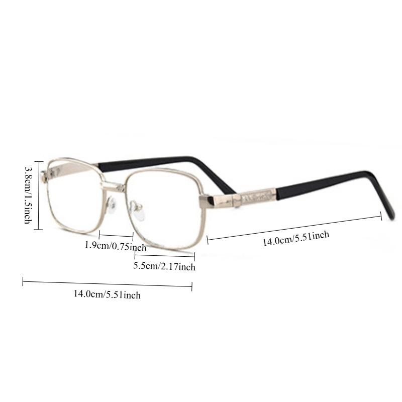 Classic Reading Glasses Women Men Metal Large Frame Crystal Eyeglasses Square Presbyopia High Definition Reader Eyewear