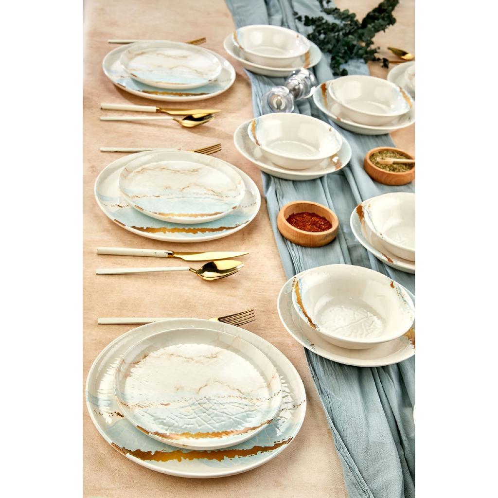 Gold Lux Ceramic Wishing Tree 24 Piece Dinner Set For 6 Persons