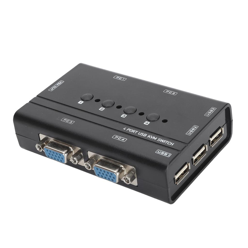 USB VGA KVM-переключатель 4 порта USB VGA KVM-переключатель-селектор для 4 ПК с общим 1 дисплеем 3 USB-устройствами Клавиатура Мышь Принтер