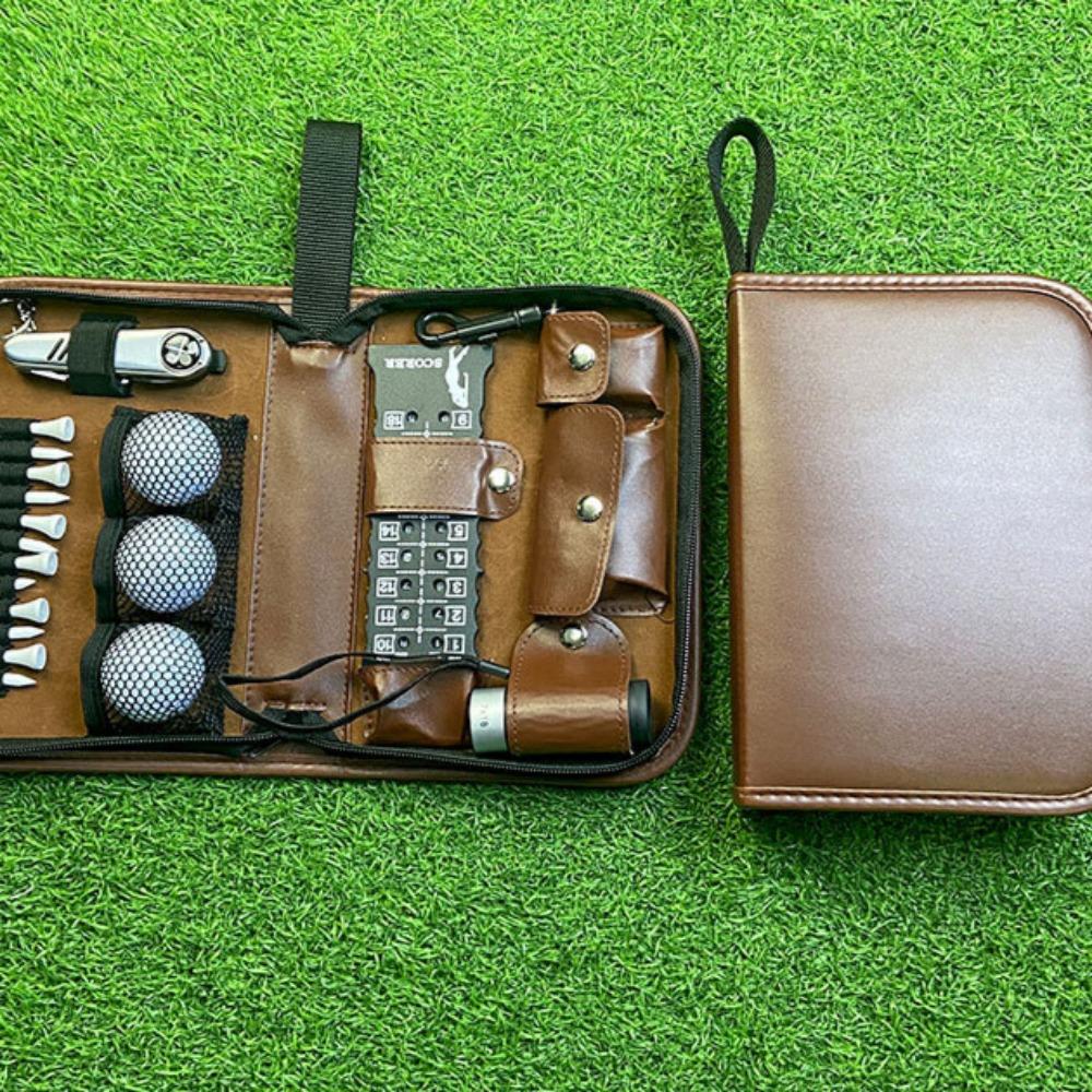 Golf tool kit, golf accessory kit, convenient to carry, multifunctional, large capacity, storage leather bag