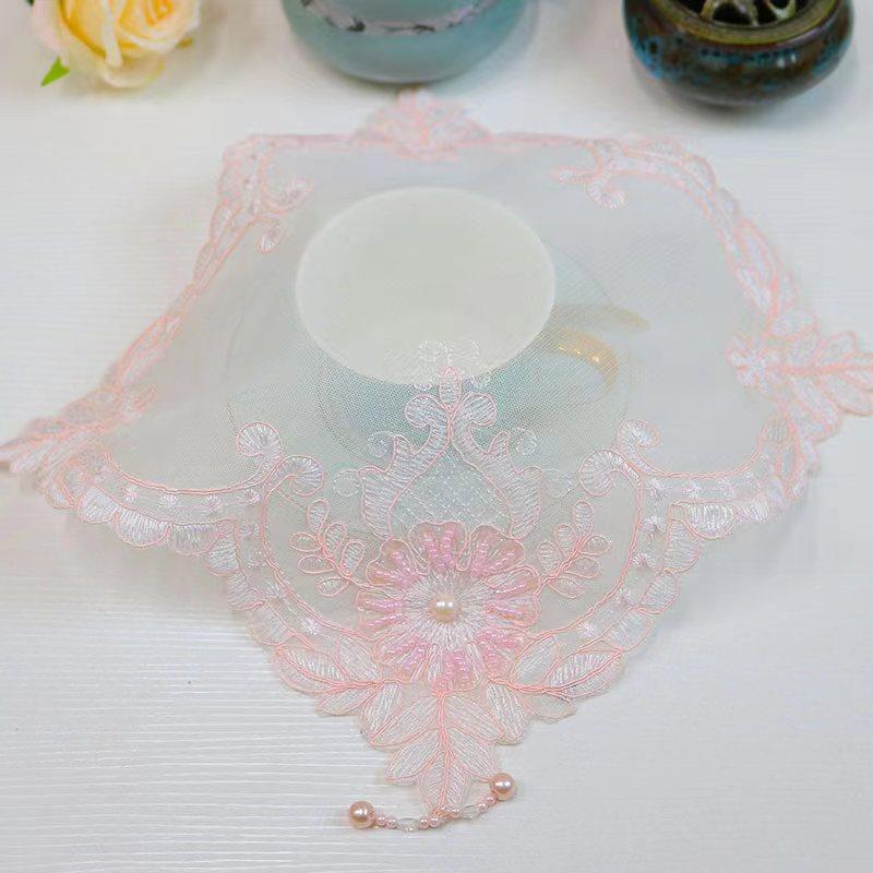 NEW Pink Beads Flowers Embroidery Table Cloth Cover Wedding Party Tablecloth Kitchen Christmas Table Decoration and Accessories