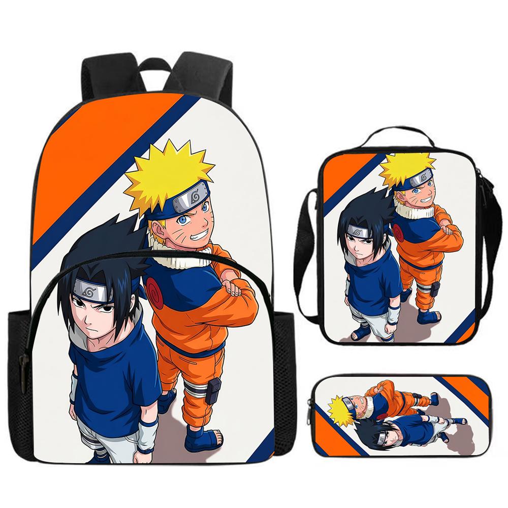 Набор из 2 шт. NARUTO Детский рюкзак с передним карманом и пеналом, легкий, прочный, для школы и повседневного использования, для мальчиков и девочек от 6 до 12 лет