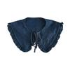Women Fake Collar Collar Necklace Ruffle Trim Lace-up False Collar Denim Dress Shirt Insert for Women Removable Solid Color Fake