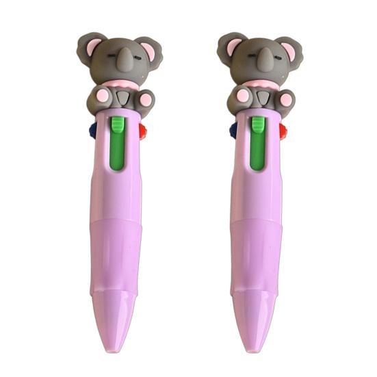 2 шт. Шариковая ручка Мини 4-в-1 Многоцветная ручка с милыми 3D-фигурками-топперами Декорации Плавное письмо Безстрессовая Портативная ручка для ведения дневника Заметок