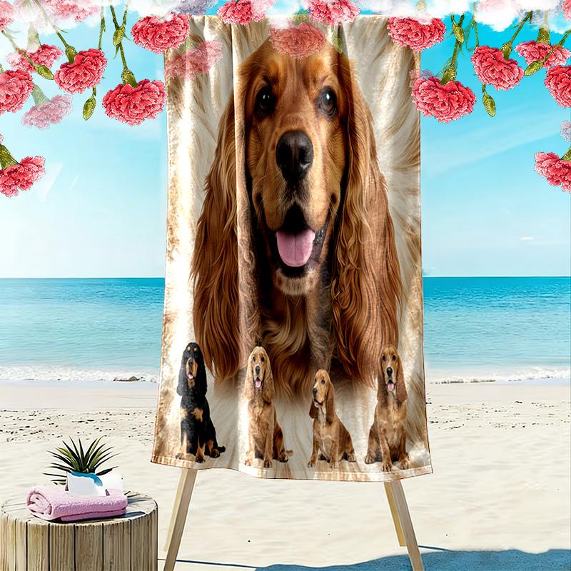 American Cocker Spaniel Print Beach Towel, Large Soft Quick Dry Towel for Beach Camping Swimming