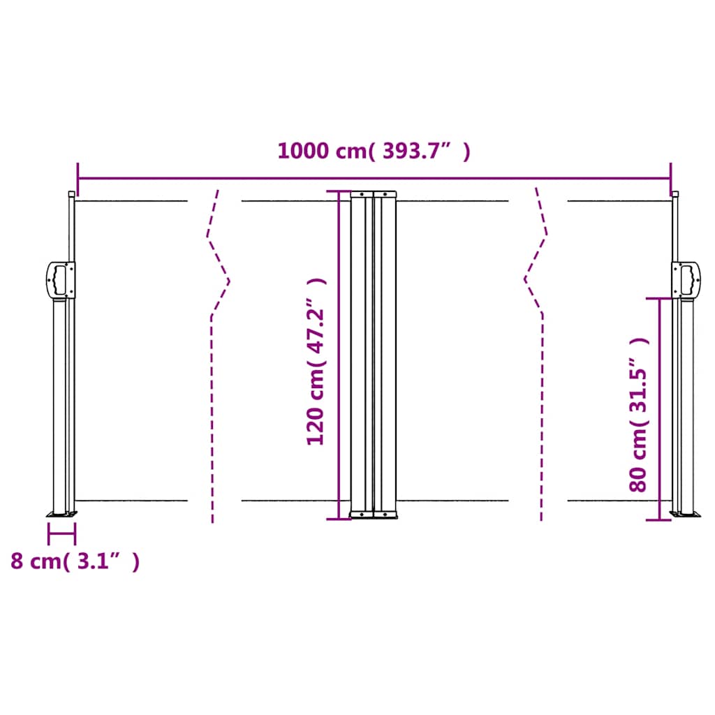 Retractable Side Awning Red 120 x 1000 cm