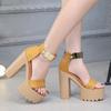 Fashion Bling Ultra High Heels Summer Shoes Dress Party Open Toe Suede Leather Platform Chunky Sandals Woman Thick Bottom