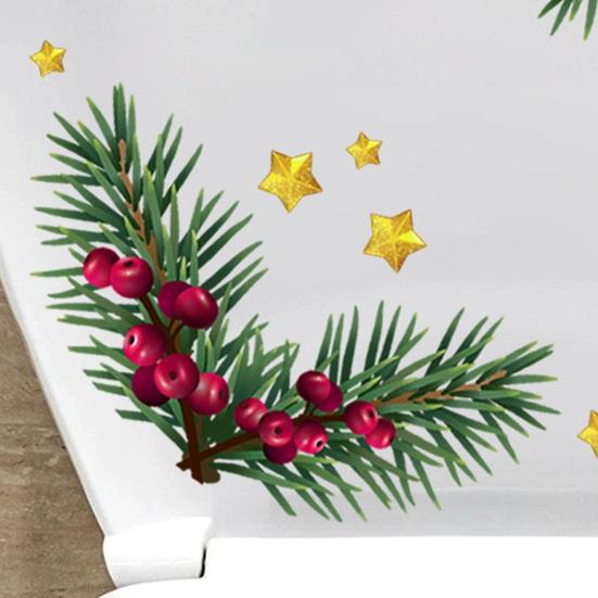 Наклейка на туалет, рождественская наклейка на стену со звездами и сосной, праздничное украшение для туалета, наклейка на туалет для теплого праздника