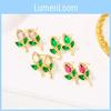 Floral Tulip Stud Earrings For Women Copper Glass Spring Fashion Jewelry