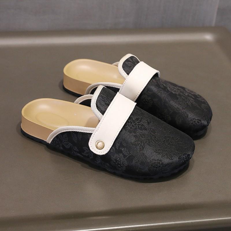 2024 Новые модные популярные женские тапочки с закрытым носком, однотонные женские туфли, женские ретро-модные садовые мюли Zapatos