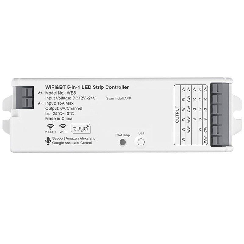 Свежий Wi-Fi и BT 5-в-1 Контроллер светодиодной ленты Диммируемый RGB/RGBW/WW+ CW/RGBCCT Монохромный Приложение Smart Life DC12-24V Управление освещением S