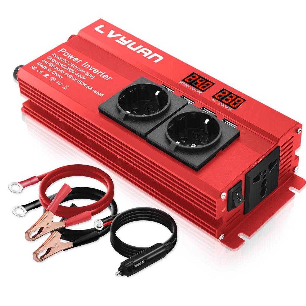 2000W (Вершина горы) DC12V/24V до 230V 800W Номинальная мощность Инвертор 4 USB порта, 2 EU 1 универсальная розетка переменного тока для кемпинга Домашние автономные солнечные системы