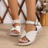 2024 Summer Hot Selling High Quality Women's Shoes Open Toe Solid Color Wedge Fashion One-line Buckle Roman Women's Sandals