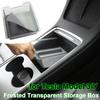 For Tesla Model 3 Y 2023 Accessories Center Console Storage Box Central Control Translucent Organiser Case with Silicone Pad