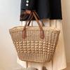 Women Summer Straw Woven Top Handle Shoulder Bag Fashion Beach Large Capacity Knitted Shopper Tote Handbag