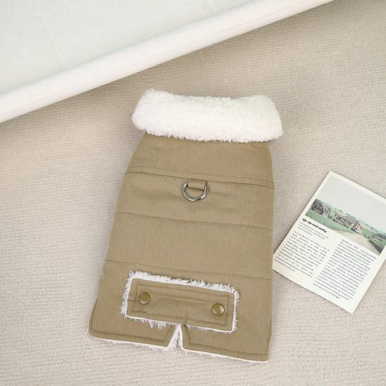 Хлопковое пальто для домашних животных, стильная застежка на пуговицы, теплая и удобная верхняя одежда для собак и кошек с тяговым кольцом на зиму