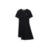 Classic Business Pleated Irregular Hem Round Neck Short Sleeve Dress Women Dresses Legendary-Blue F11W321309FNV