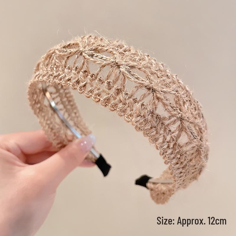 Богемная льняная вязаная повязка на голову: Супер фея полый вязаный зажим для волос и галстук