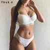 Lace Brassiere Sexy Underwear Set White Push Up Bra Women