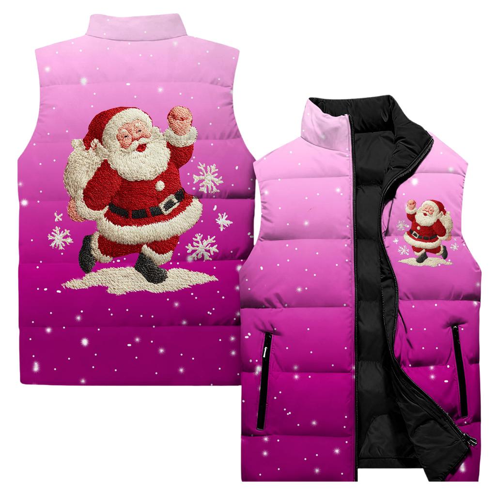 Ladies' Casual And Fashionable Sleeveless Vest Christmas Printed Cotton Jacket